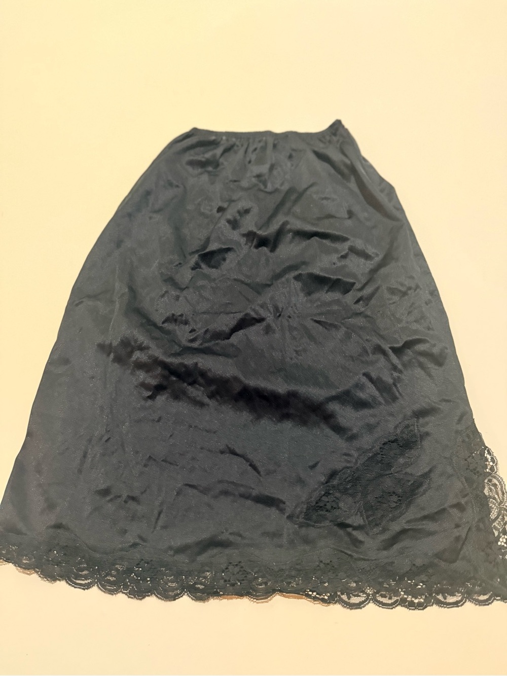 Black Lace Hem Half Slip Skirt